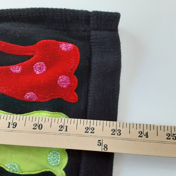 Vintage 90s Cat Cardigan Sweater Black Button Up Embroidered Women L Art to Wear - Picture 10 of 11